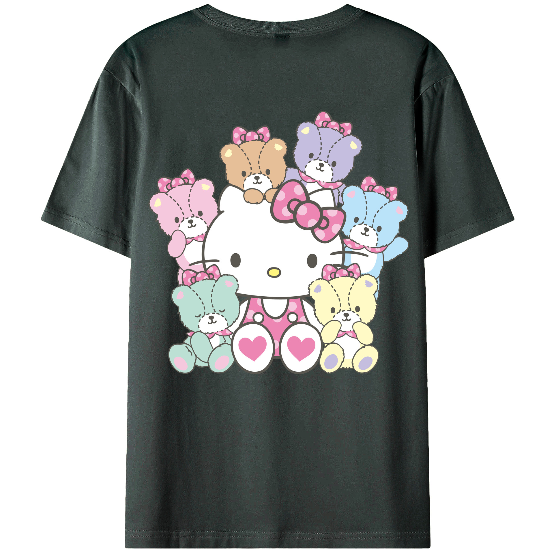 （画像用） Hello Kitty ハローキティ 綿100％ メンズ半袖Tシャツ（バックプリント） 通気性